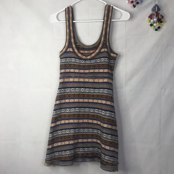 FP fair isle stripe wool blend sweater mini dress - Picture 4 of 9